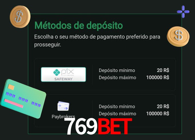 O cassino 769BETbet oferece uma grande variedade de métodos de pagamento